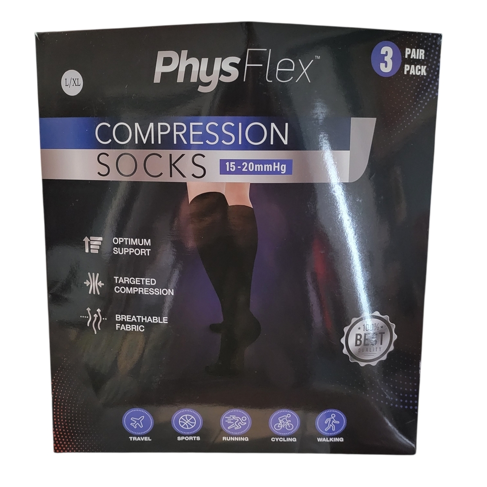 Black Compression Socks for Men - 3 Pack